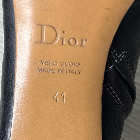 DIOR VTG BLACK LEATHER ANKLE “D” CHARM HIGH HEEL BOOTS 41 MADE IN ITALY - Picture 7 of 8